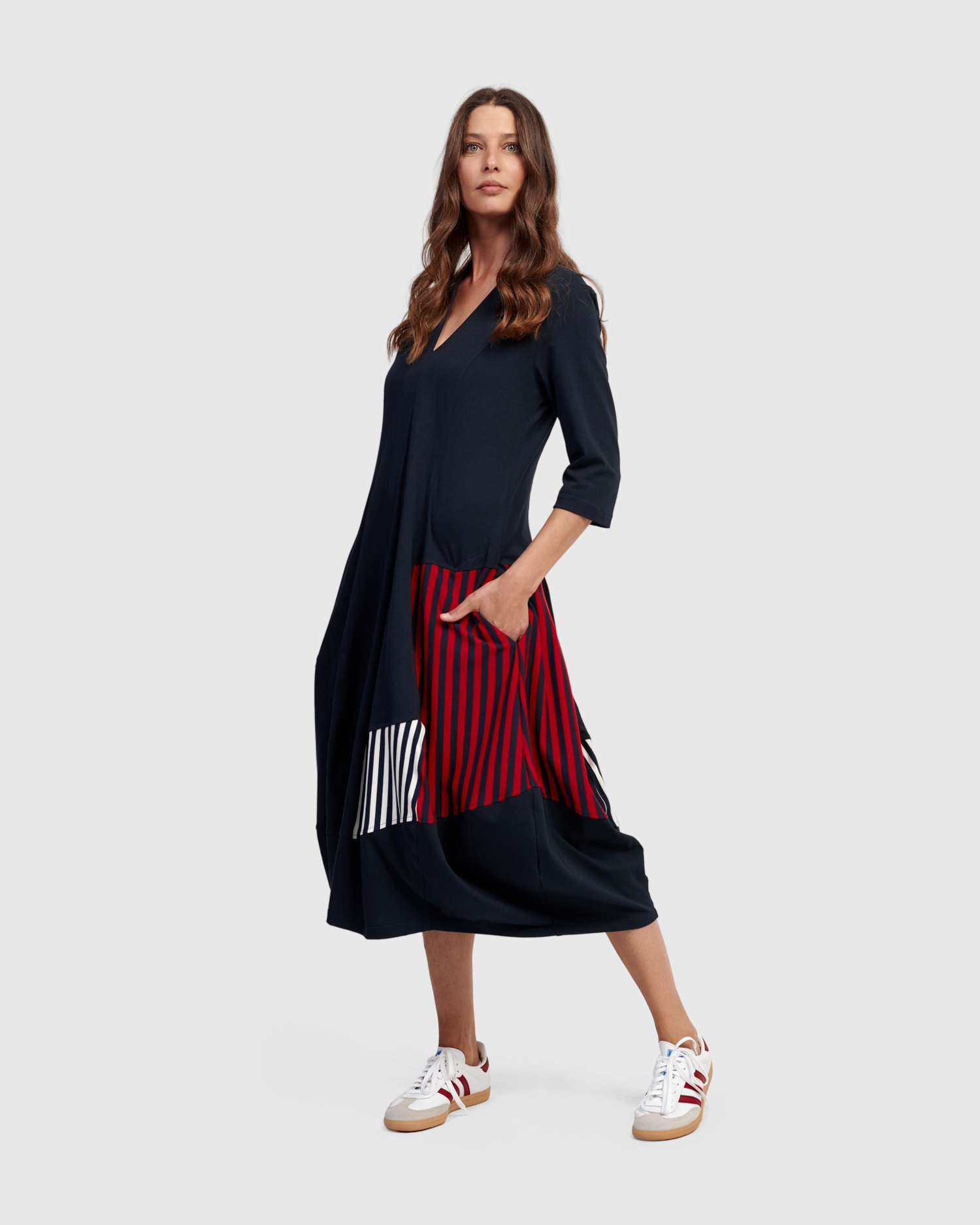 Alembika Kleid blau Muster aus Jersey